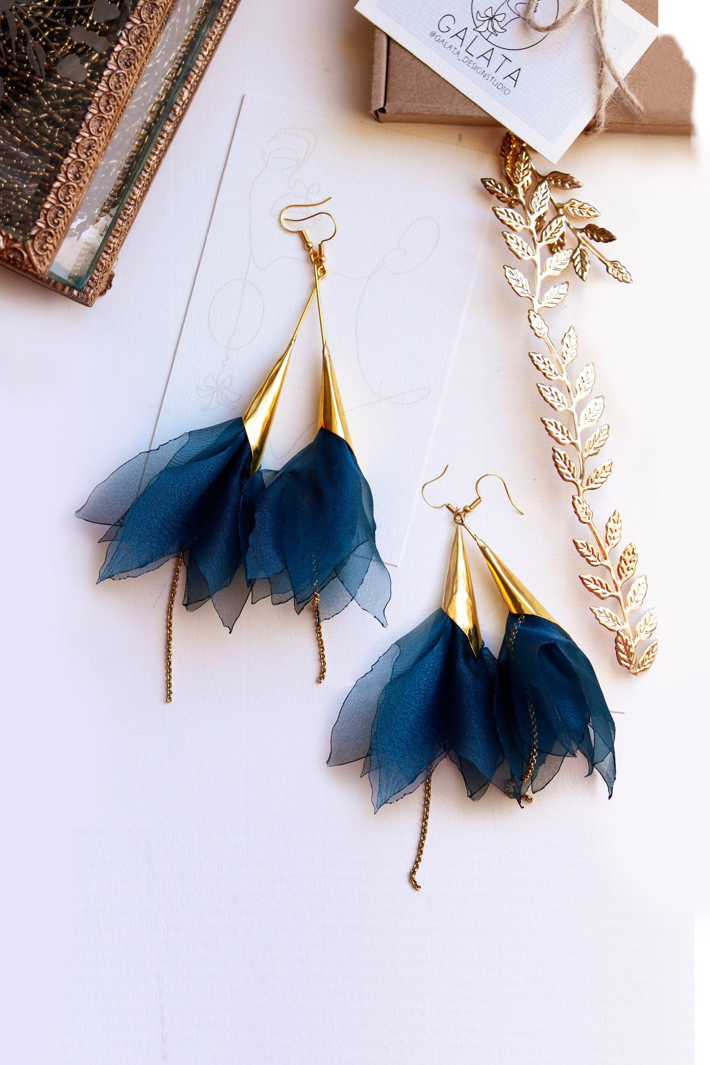 Pendientes Lirios XL azul