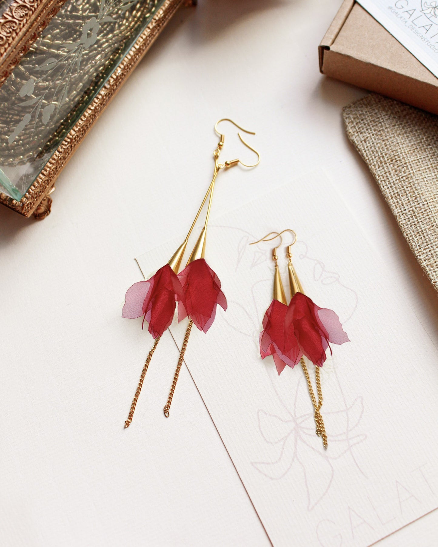 Pendientes Lirios S rojo