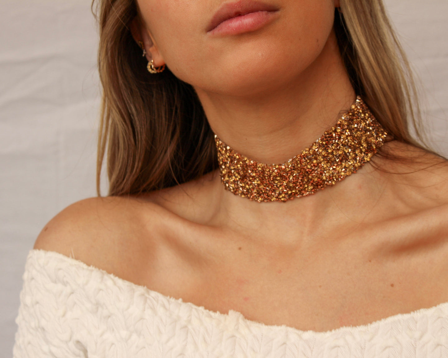 Choker Brillantina dorado maxi