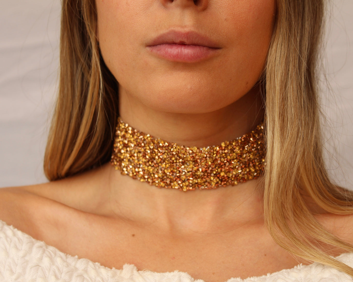 Choker Brillantina dorado maxi