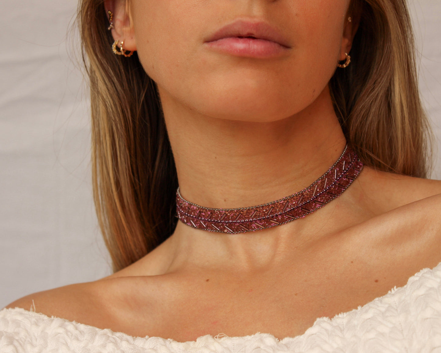 Choker Brillantina morado